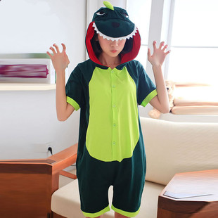 恐龙纯棉成人连体睡衣大童动物服装卡通儿童男童衣服女孩夏天半袖