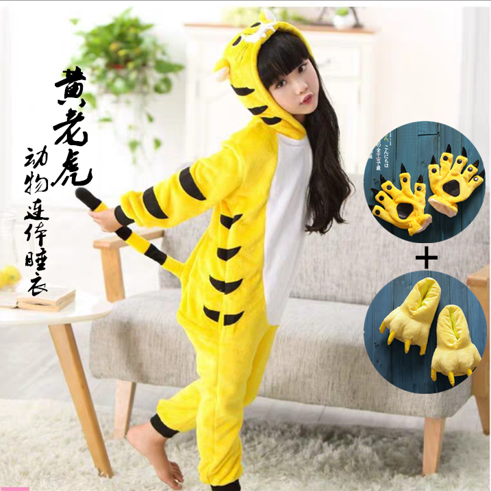 老虎连体衣服大童12岁冬天