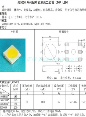 JB5050贴片镀金发光二极管 供红色 黄色 绿色 翠绿色  白色 蓝色