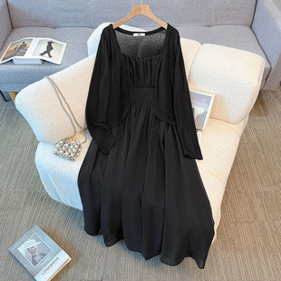 新款 130 胖mm高级感吊带连衣裙防晒披肩两件套夏季 女装 350斤大码