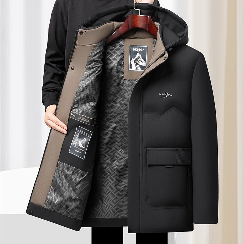 冬季中长款棉衣男士中老年保暖防寒棉袄爸爸装冬装可脱卸帽棉外套