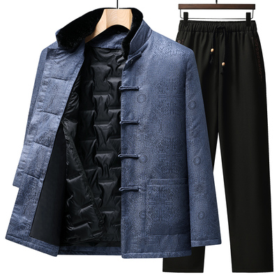 男款婚宴中老年衣服套装长袖冬季