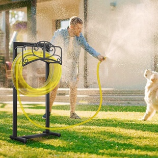 花园软管支架吊架可拆卸金属坚固水管存放架用于室外庭院草坪