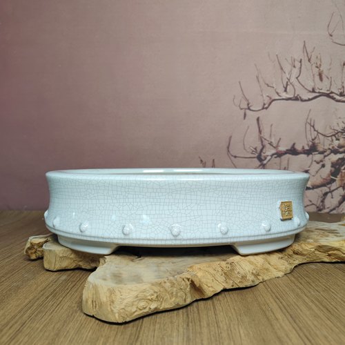 新款陶瓷盆景花盆大尺寸长方形高档裂纹盆景观室内马槽盆造景花盆