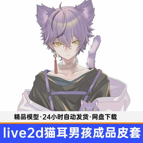 live2d虚拟主播成品猫男孩帅哥皮直播虚拟形设计虚拟象耳主套播