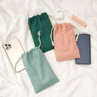 放手机 袋子6.5寸6.7寸苹果女帆布包抽绳充电宝手机收纳袋手机袋
