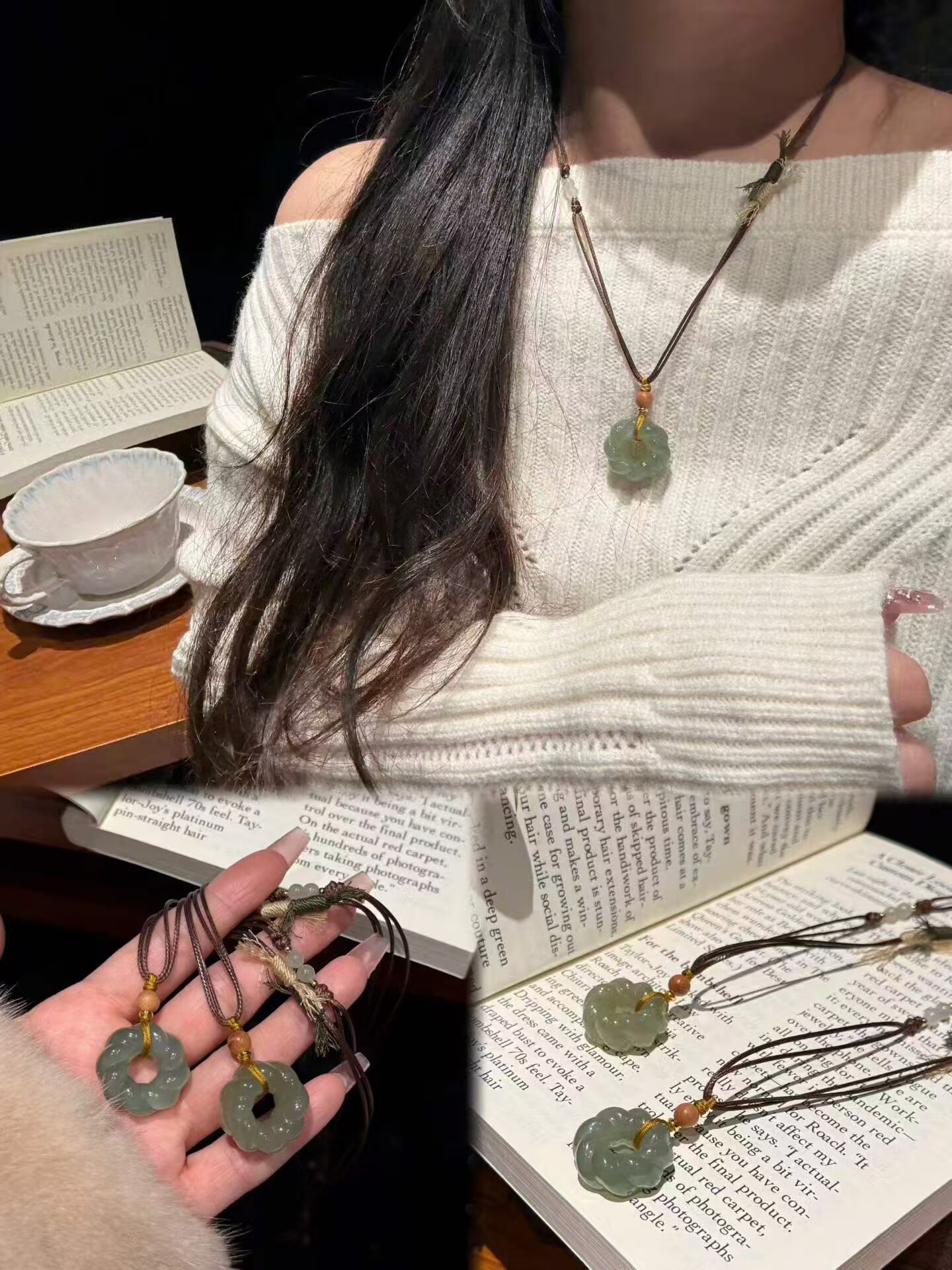 天然和田玉麻花平安扣吊坠 精工雕刻 甜甜圈配精美挂绳 男女同款