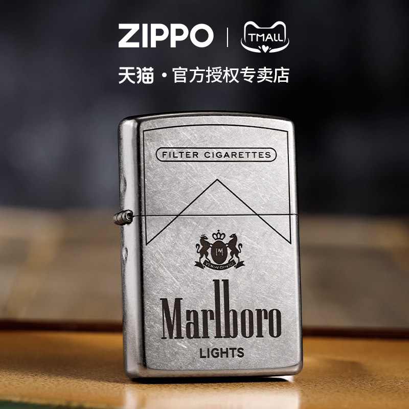 zippo打火机万宝路花砂单面深雕官方正版煤油防风创意礼物送男友