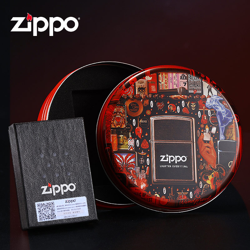 zippo打火机配件133ML油火石粒红色纪念礼盒男士专用礼品套装送礼