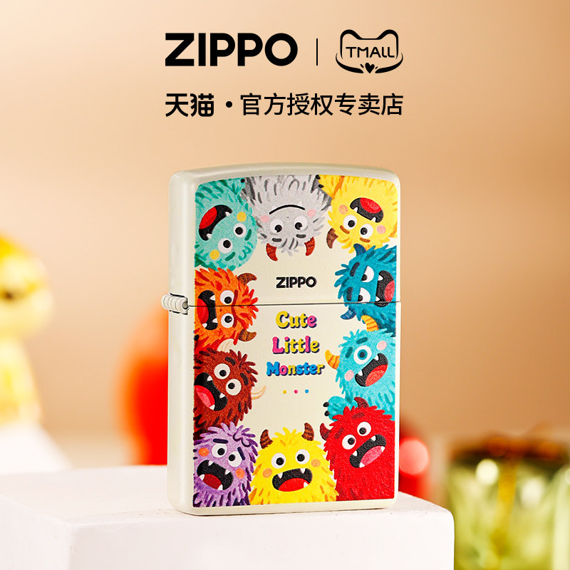 zippo打火机小怪兽哑漆彩印官方正品煤油防风创意生日礼物送男友