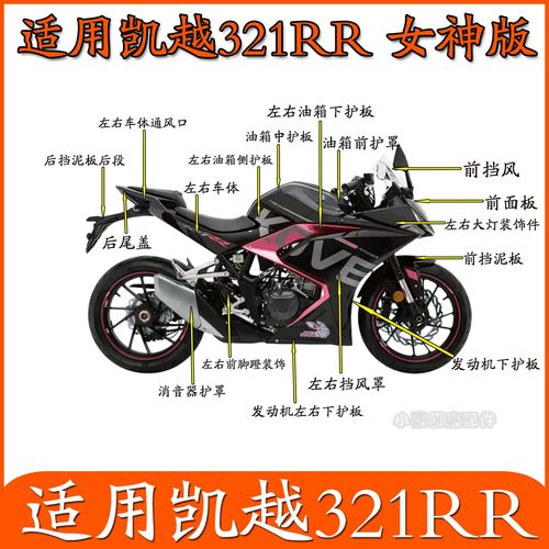 适用珠峰凯越321RR女神版摩托车外壳塑料件全车左右护板挡泥板