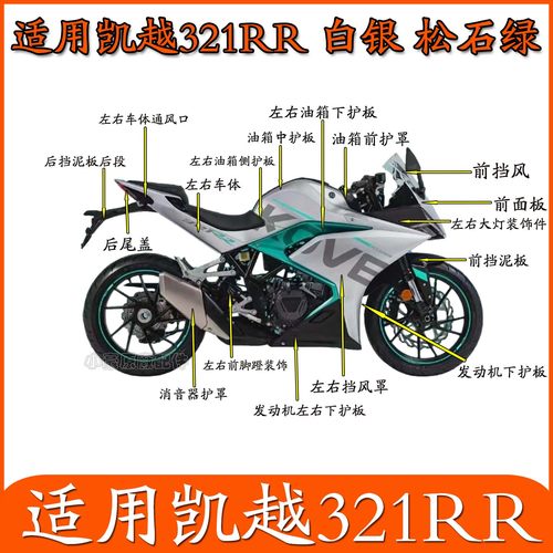 适用珠峰凯越321RR标准版白.银松石绿摩托车外壳塑料件全车护板