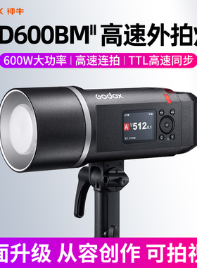 Godox神牛AD600BMII二代外拍灯摄影闪光灯便携户外人像婚纱拍摄600W大功率摄影灯室内影棚TTL高速同步