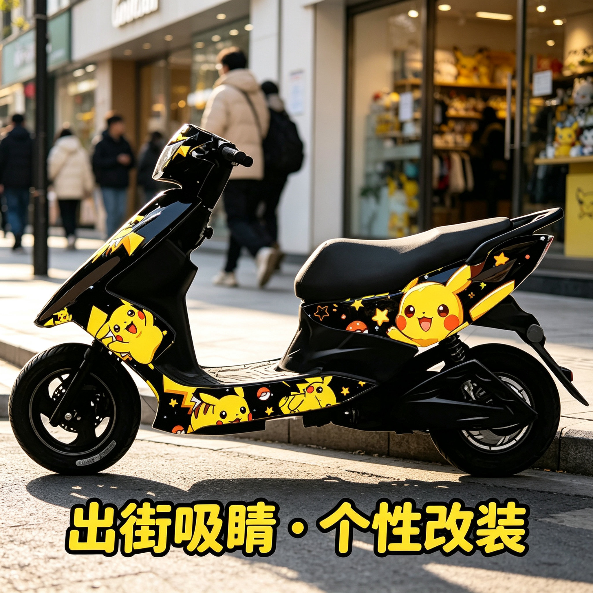 潮酷皮卡丘三阳鬼火摩托车贴纸全贴纸/贴膜