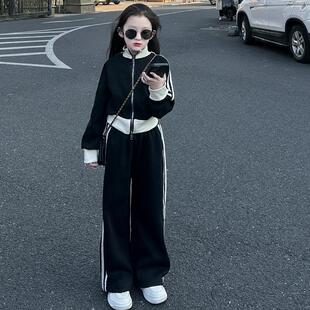 女童2026新款时尚儿童休闲大童春装运动套装开衫外套阔腿裤两件套