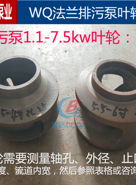 WQ法兰污水泵叶轮排污泵1.1-7.5kw水叶铸铁2寸3寸4寸6寸水泵配件