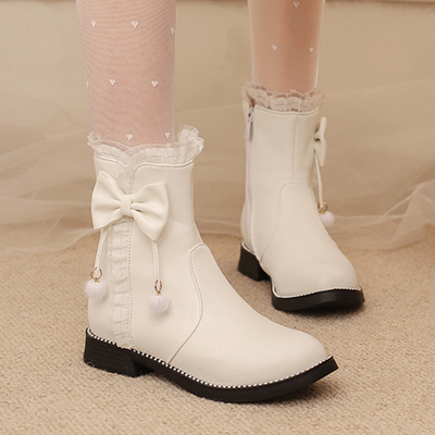 2025秋冬季新款少女甜美公主短靴女马丁靴平底短筒学生洛丽塔鞋子