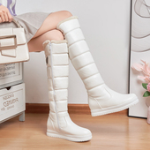 平底高筒靴女鞋 新款 子女长靴2025冬季 侧拉链加厚棉靴保暖雪地鞋