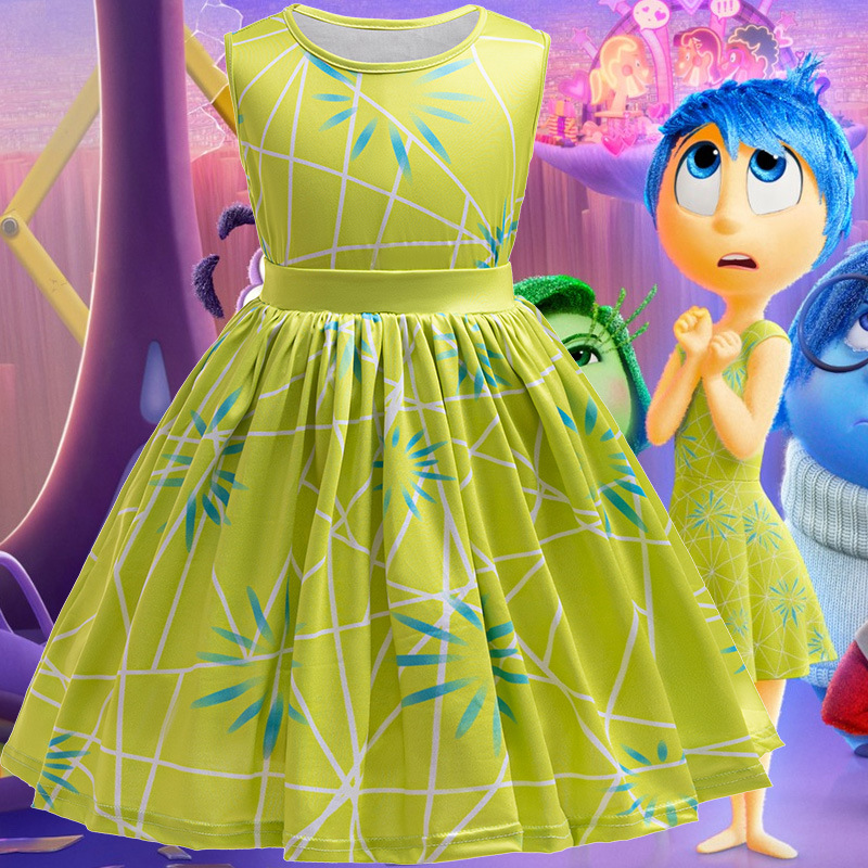 新款儿童连衣裙cosplay头脑特工队乐乐无袖A字裙女童童装演出服装