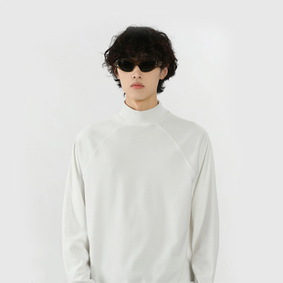 复古卫衣重磅加绒长袖 男冬季 T恤 EMMA半高领双面德绒打底衫 FOG