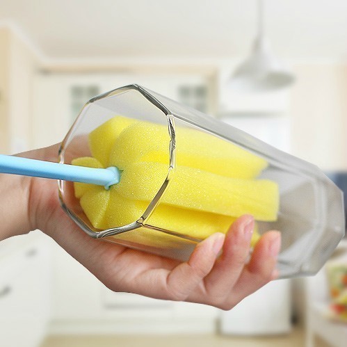 家用加长手柄洗杯子刷保温杯去污海绵头瓶刷不伤手厨房清洁刷子