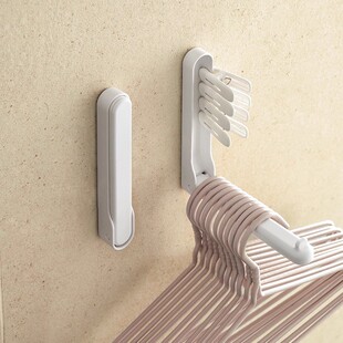 衣架收纳架可折叠晾衣架挂钩阳台免打孔壁挂式置物伸缩挂墙式家用