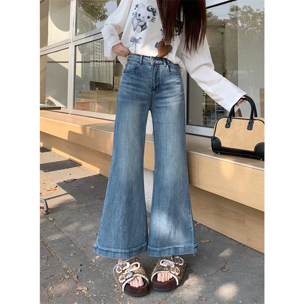 实拍 春款阔腿微喇牛仔裤女新款高腰显瘦a字弹力小个子直筒九分裤,女装/女士精品,牛仔裤,淘宝优惠券,粉丝福利购,淘宝优惠卷