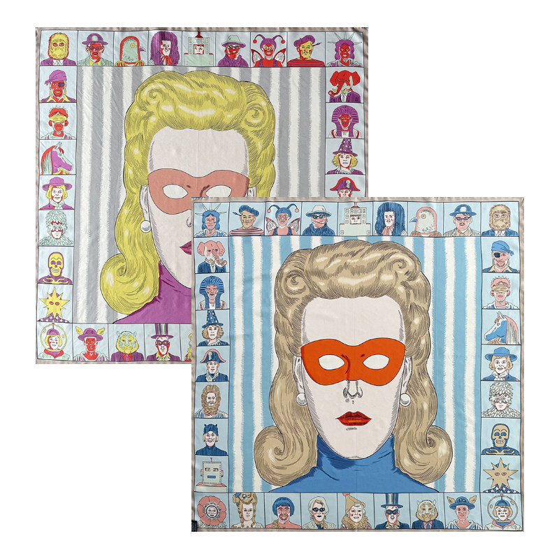 蓝色Dress Code大牌双面重磅斜纹绸真丝丝巾女百搭桑蚕丝大方巾