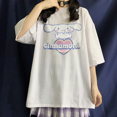 實拍夏季日系印花寬鬆版短袖恤女學生