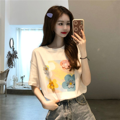 White short sleeve T-shirt women's loose fit Korean summer 2021 new design fashion for minority students