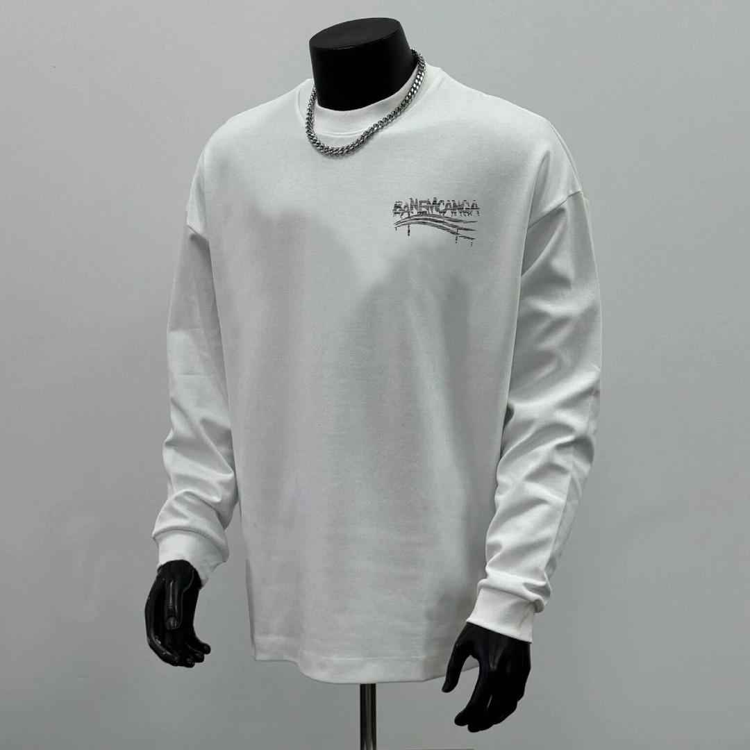 통관 유출 대외 무역 잉여품 트렌디한 브랜드 레트로 헤비웨이트 순면 긴팔 티셔츠 같은 스타일 남녀 공용 탑