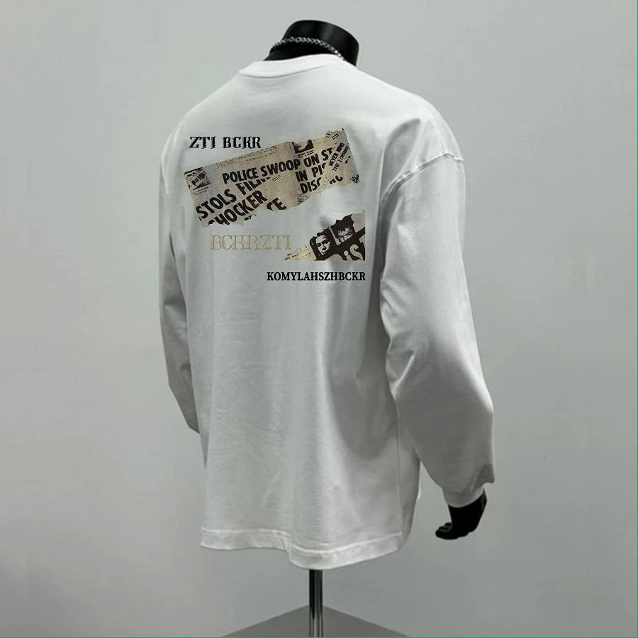 CLEARANCE AND LEAKAGE FOREIGN TRADE TAIL GOODS SURPLUS TIDE BRAND RETRO HEAVY COTTON LONG-SLEEVED T-SHIRT UNI LOOSE TOP