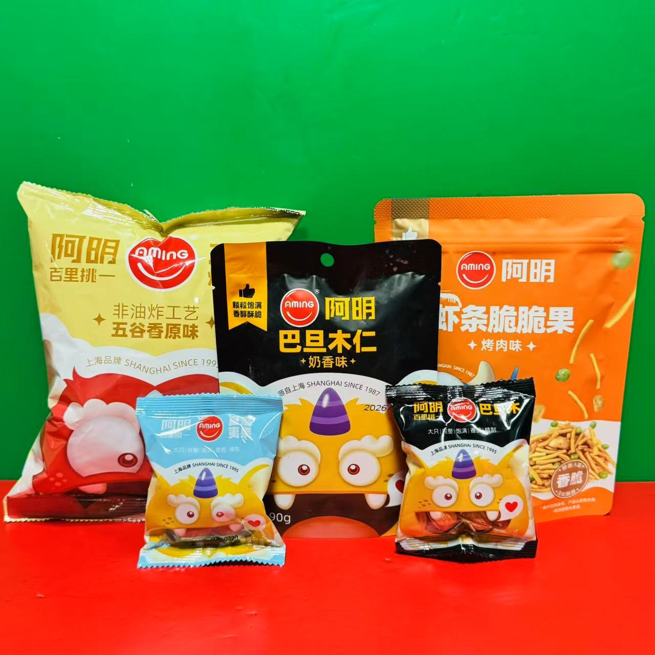 临期特价 阿明五谷烤米饼奶香味巴旦木仁虾条脆脆果夏威夷果袋装