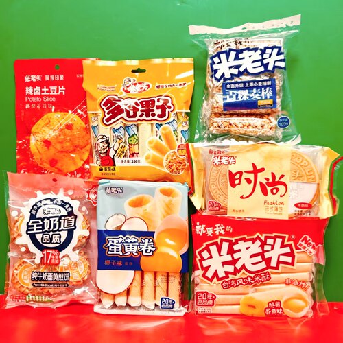 临期特价 米老头芝麻味青稞麦棒椰子味蛋黄卷辣卤土豆片多谷果子