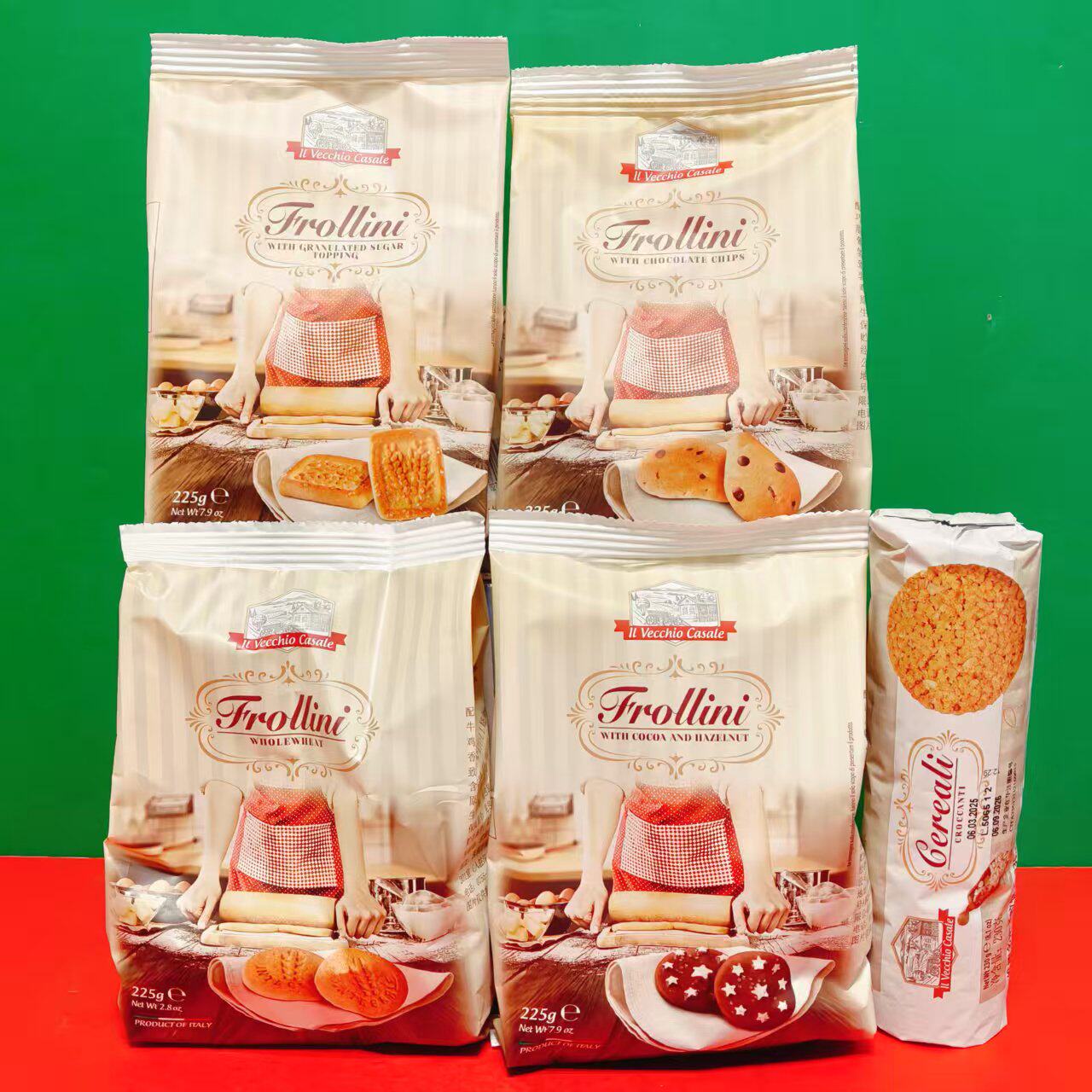 意大利进口维趣多巧克力碎可可榛子味全麦饼干棉花糖装饰饼干225g