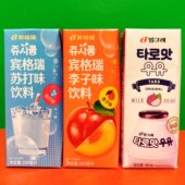 临期特价 韩国进口宾格瑞苏打味李子味香芋味牛奶饮料200ml盒装