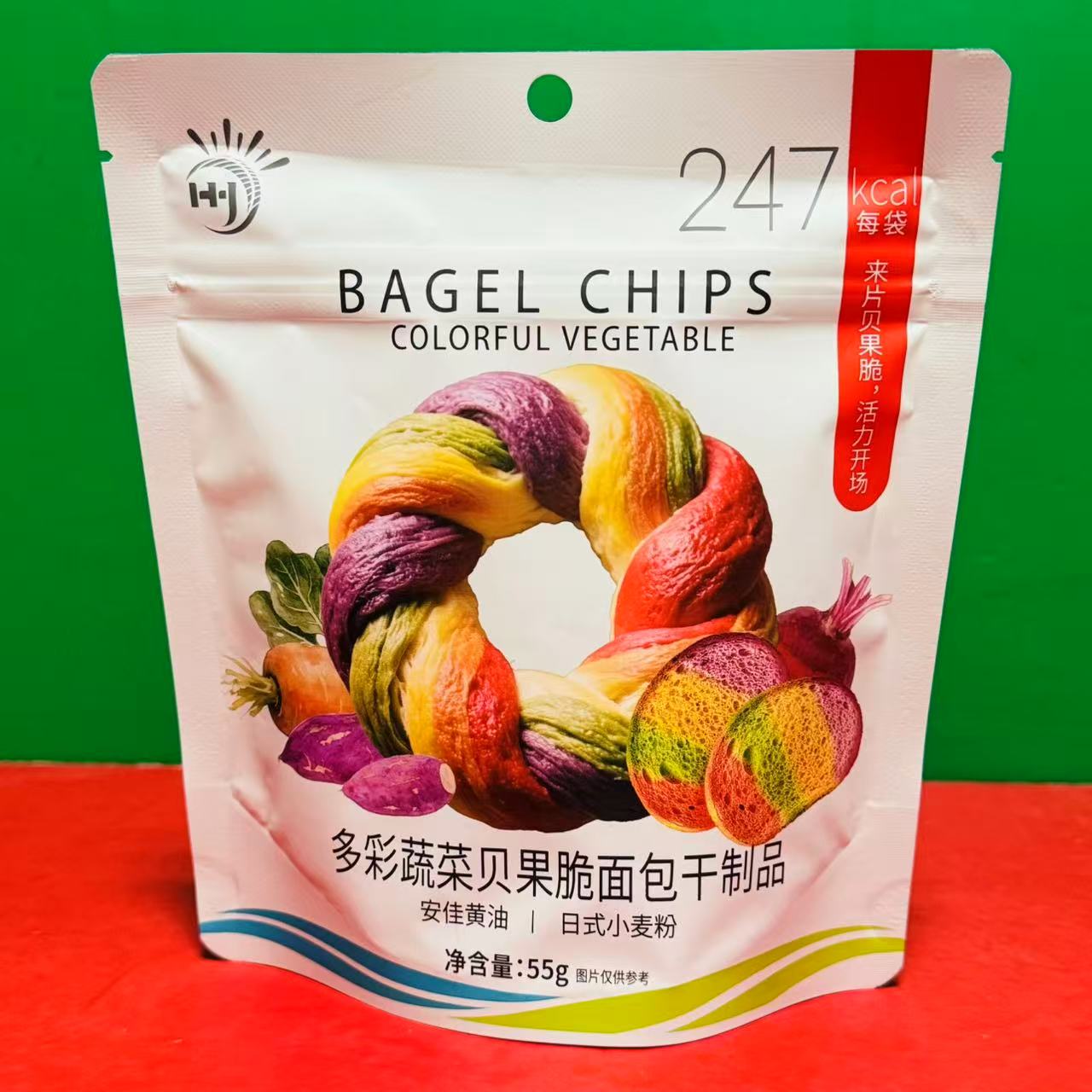 临期特价 九日多彩蔬菜贝果脆面包干制品55g袋装 下午茶零食糕点