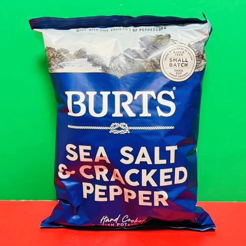 临期特价英国进口BURTS/啵尔滋海盐胡椒味手工制薯片150g袋装零食