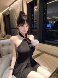 Eva君君酱小香名媛气质金扣挂脖露背针织镂空背心女小众轻奢上衣