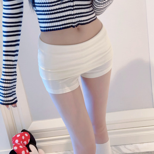 Eva君君酱辣妹纯欲低腰修身弹力显瘦紧身打底外穿针织休闲短裤女