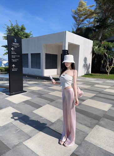 Eva君君酱纯欲气质甜美缎面休闲直筒裤女百搭显瘦纯色松紧腰长裤