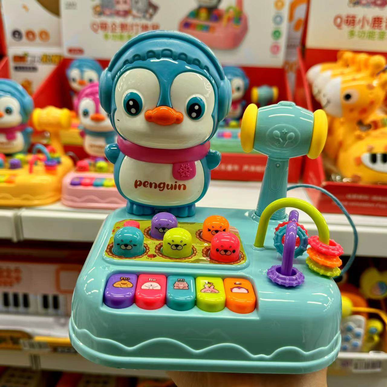 声涛Q萌企鹅打地鼠儿童音乐电子琴早教启蒙绕珠声光打地鼠玩具