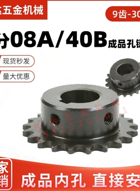 4分08A成品孔链轮45#钢带键槽双螺丝孔9-30齿VLF02/SP40B/08A链轮