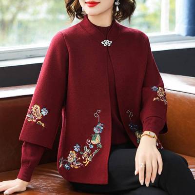 本命年妈妈春装短款外套中年女春秋装结婚礼服中老年婆婆婚宴衣服