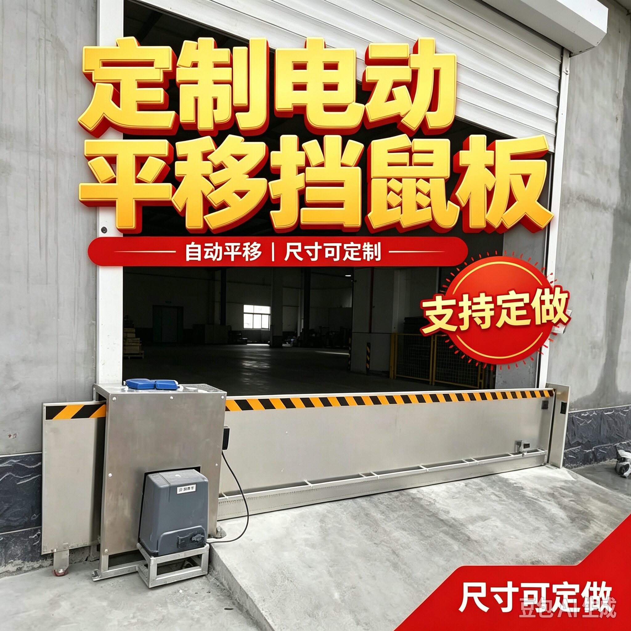 电动平移挡鼠板自动不锈钢防鼠板仓库厂房电动平移式挡鼠板可定做