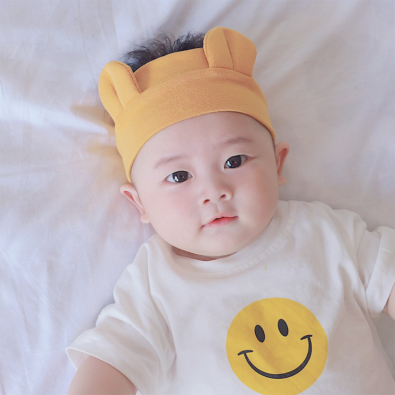 橙子童帽新生婴儿纯棉发带宝宝护囟门帽子男女头饰春秋冬季0-2岁