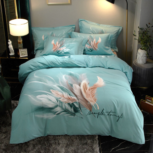 100%纯棉四件套亲肤被套全棉斜纹床单双人田园花卉1.8米床上用品4