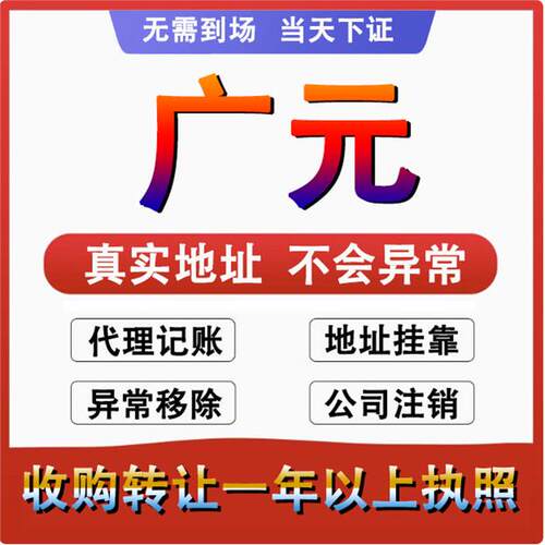 广元利州昭化朝天旺苍公司个体户 注册代账变更注销 营业执照减资