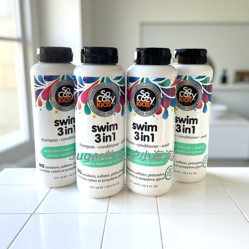 美国SoCozy儿童游泳3合1洗发水护发素清洗剂柔顺修护沐浴乳311ml