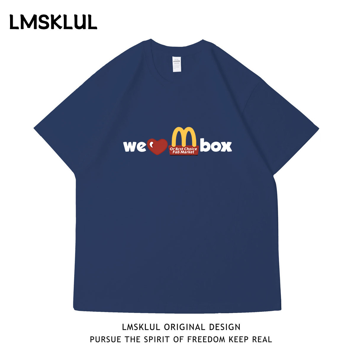 LMSKLUL美式复古街头我爱麦门印花短袖T恤宽松休闲高街情侣款